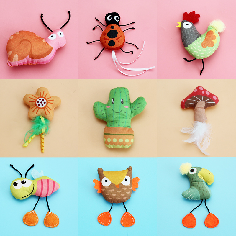 Manufacturer wholesale cute design plush cat toys with catnip