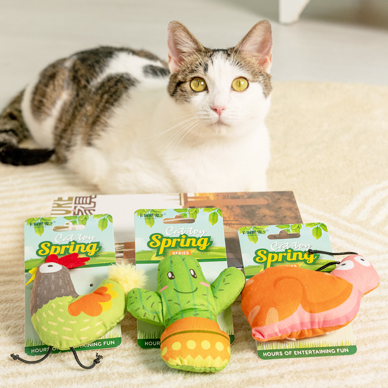 Manufacturer wholesale cute design plush cat toys with catnip