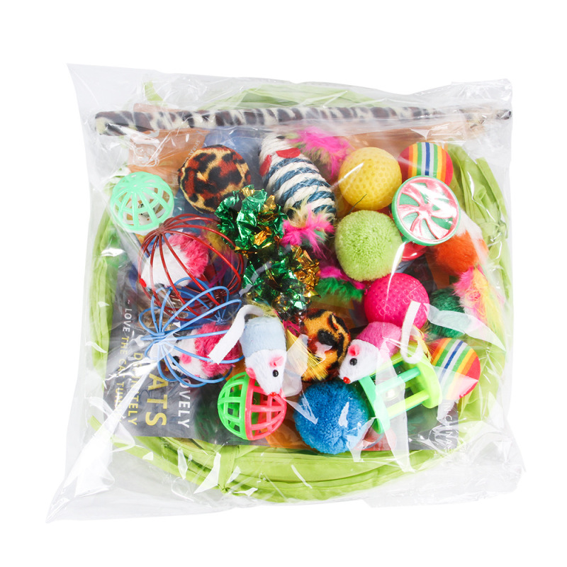 Manufacturer wholesale interactive mouse tunnel plush ball bell cat toys 21 packs