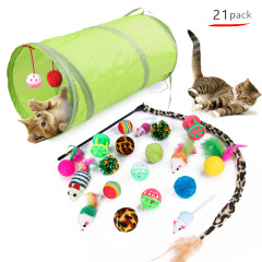 Manufacturer wholesale interactive mouse tunnel plush ball bell cat toys 21 packs