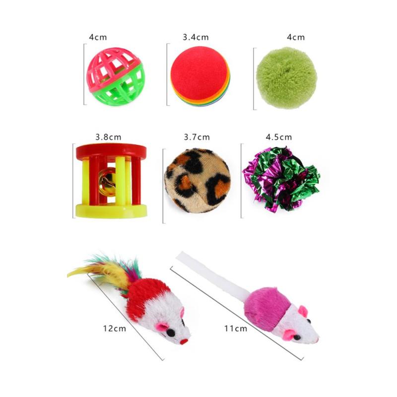 Manufacturer wholesale interactive mouse tunnel plush ball bell cat toys 21 packs