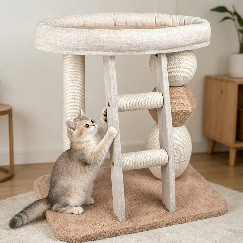 Manufacturer Wholesale OEM Beige Sisal Scratching Post for Cats