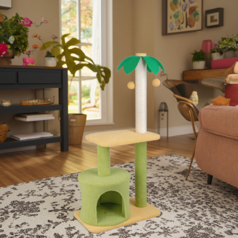 Manufacturer Wholesale Sisal Short Plush Cat Tree House