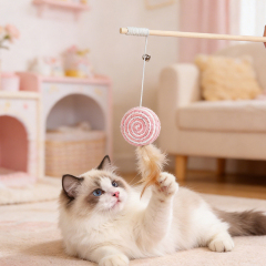 Wholesale Scratcher Ball Feather Stick Cat Teaser