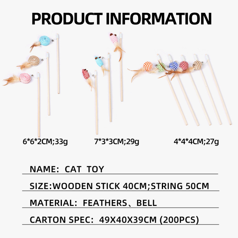 Wholesale Scratcher Ball Feather Stick Cat Teaser