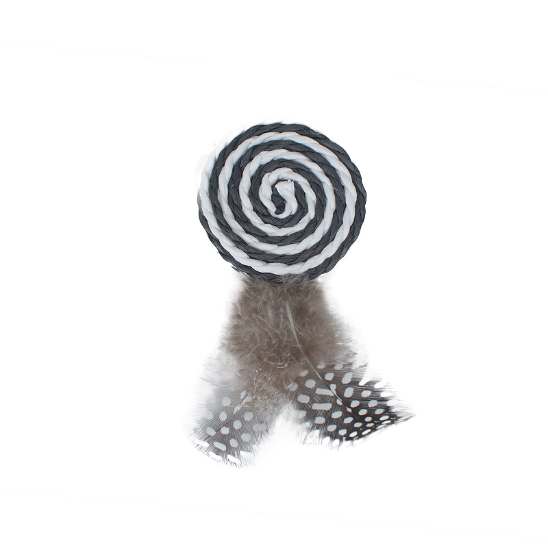 Manufacturer wholesale black white sisal feather plush cat teasing toys set