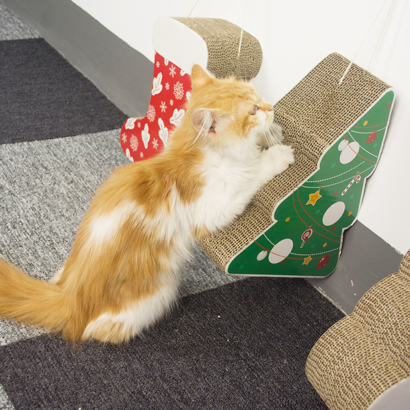 china wholesale new corrugated cat scratcher cardboard christmas tree snowman