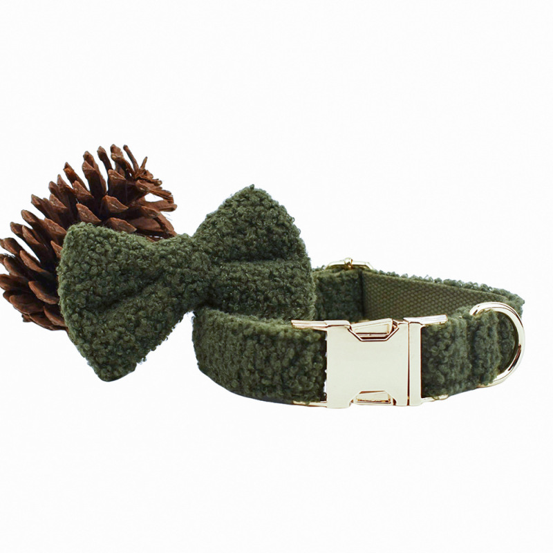 Manufacturer Wholesale Custom logo Adjustable Fleece Dog Collar Bow Leash Harness