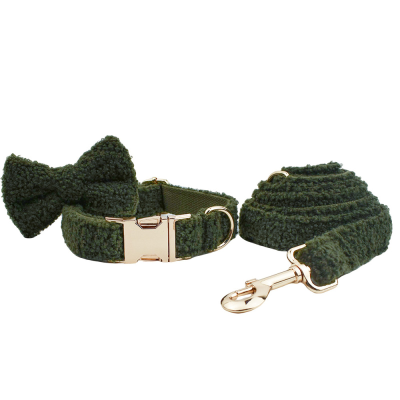 Manufacturer Wholesale Custom logo Adjustable Fleece Dog Collar Bow Leash Harness