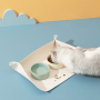 Manufacturer Wholesale PU Leather Non-slip Dog Feeding Mat Semi-enclosed Design