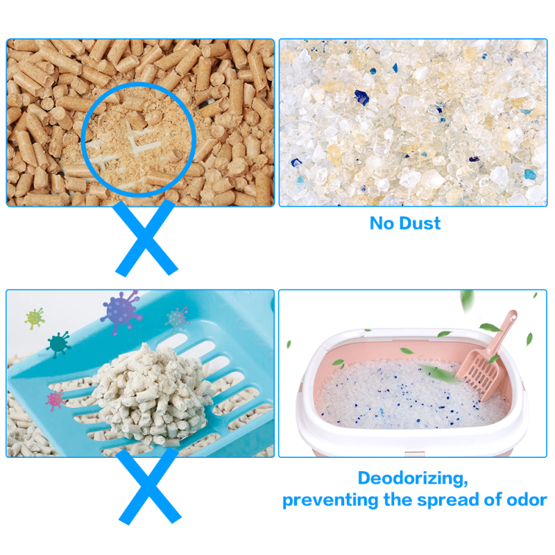 Manufacturer wholesale silicone ultra absorbent dust free crystal silica gel cat litter