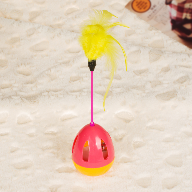 feather plastic tumbler sound cheap cat toy pink green