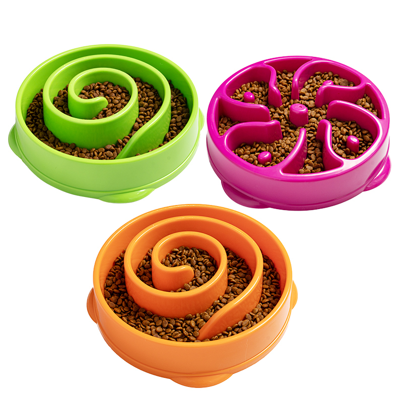 Manufacturer wholesale multi-colors slow feeder dog bowl spiral flower design