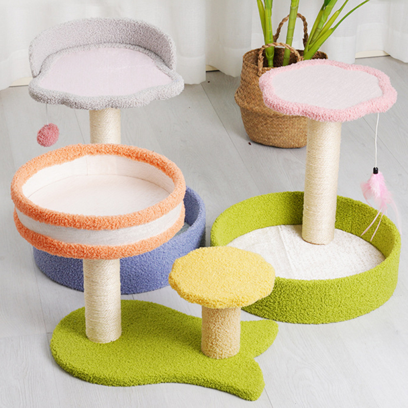 Manufacturer Wholesale Sisal Flower Cat Scratcher With Rattan Mat
