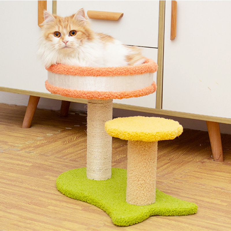 Manufacturer Wholesale Sisal Flower Cat Scratcher With Rattan Mat