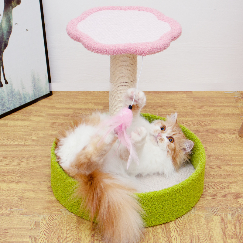 Manufacturer Wholesale Sisal Flower Cat Scratcher With Rattan Mat