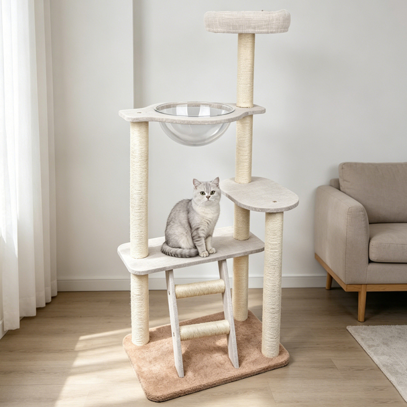 Manufacturer Wholesale Beige Sisal Castle Cat Tree Natural