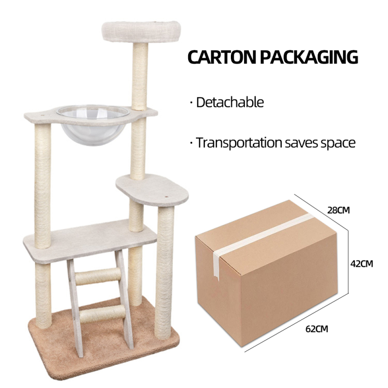 Manufacturer Wholesale Beige Sisal Castle Cat Tree Natural