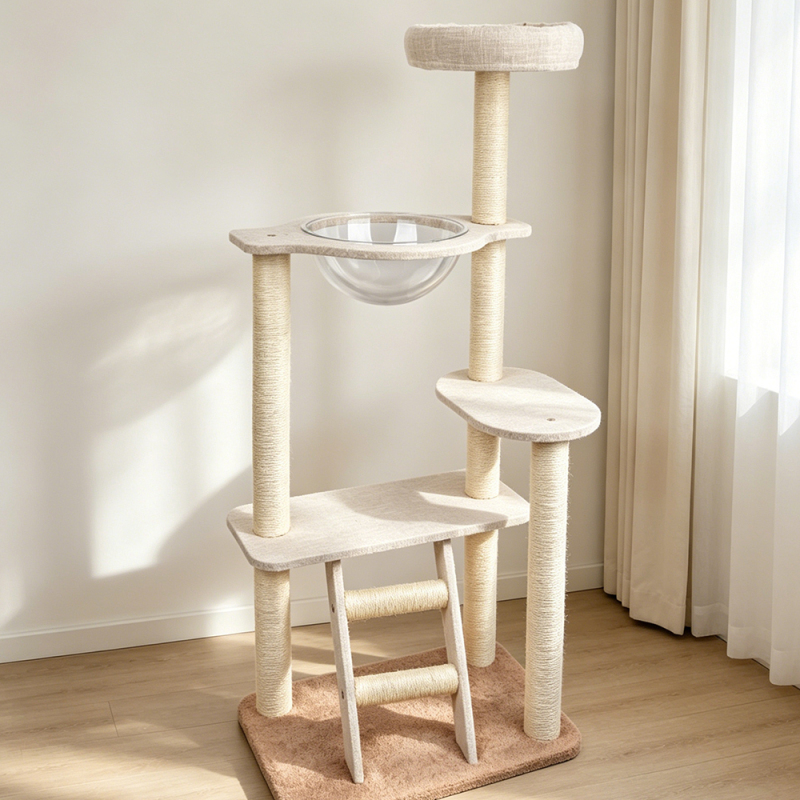 Manufacturer Wholesale Beige Sisal Castle Cat Tree Natural