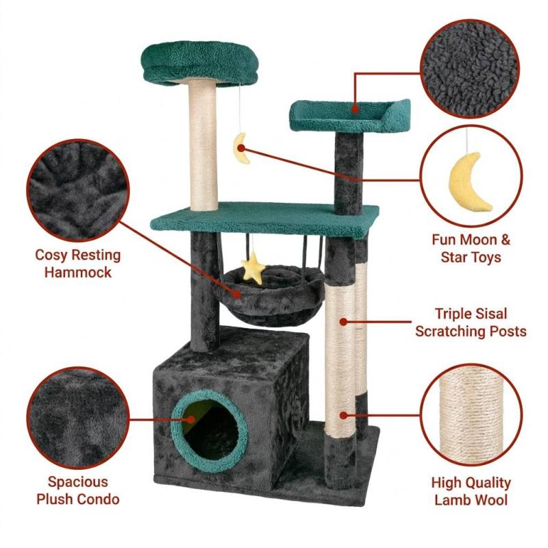 Manufacturer Wholesale Short Plush Sisal Stable Durable Cat Tree Tower