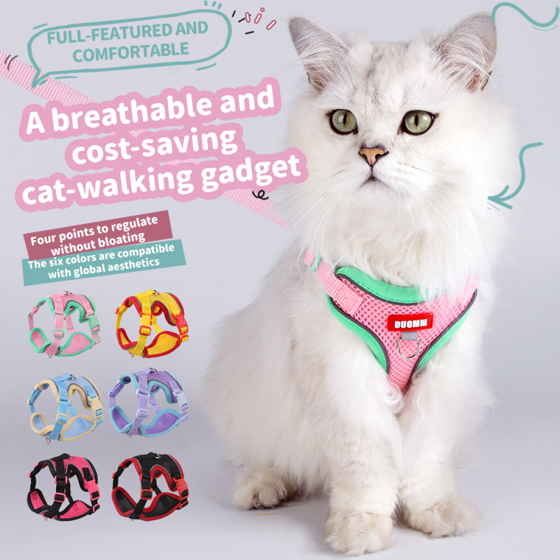 Wholesale Cheap Reflective Stripe Breathable Small Dog Cat Harness and Leash