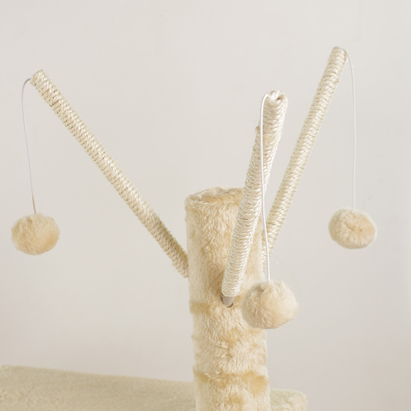Wholesale Beige Brown Sisal Short Plush Cat Tree Condo