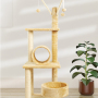 Wholesale Beige Brown Sisal Short Plush Cat Tree Condo