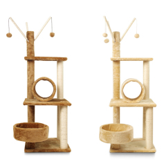 Wholesale Beige Brown Sisal Short Plush Cat Tree Condo