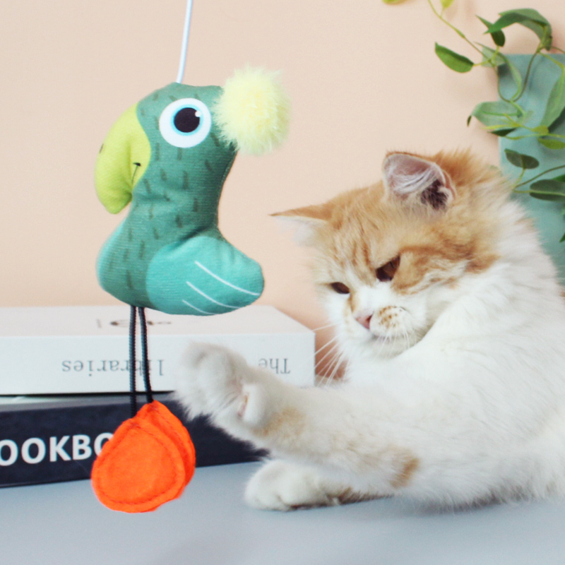 Manufacturer wholesale custom forest series cat teaser stick interactive cat plush toy