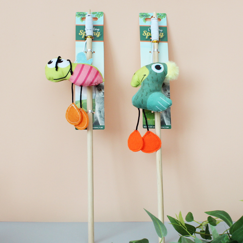 Manufacturer wholesale custom forest series cat teaser stick interactive cat plush toy