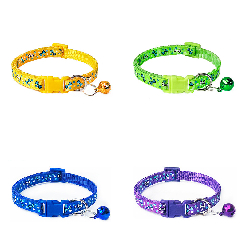 Manufacturer wholesale multi-colors cat collar with bell bone pattern