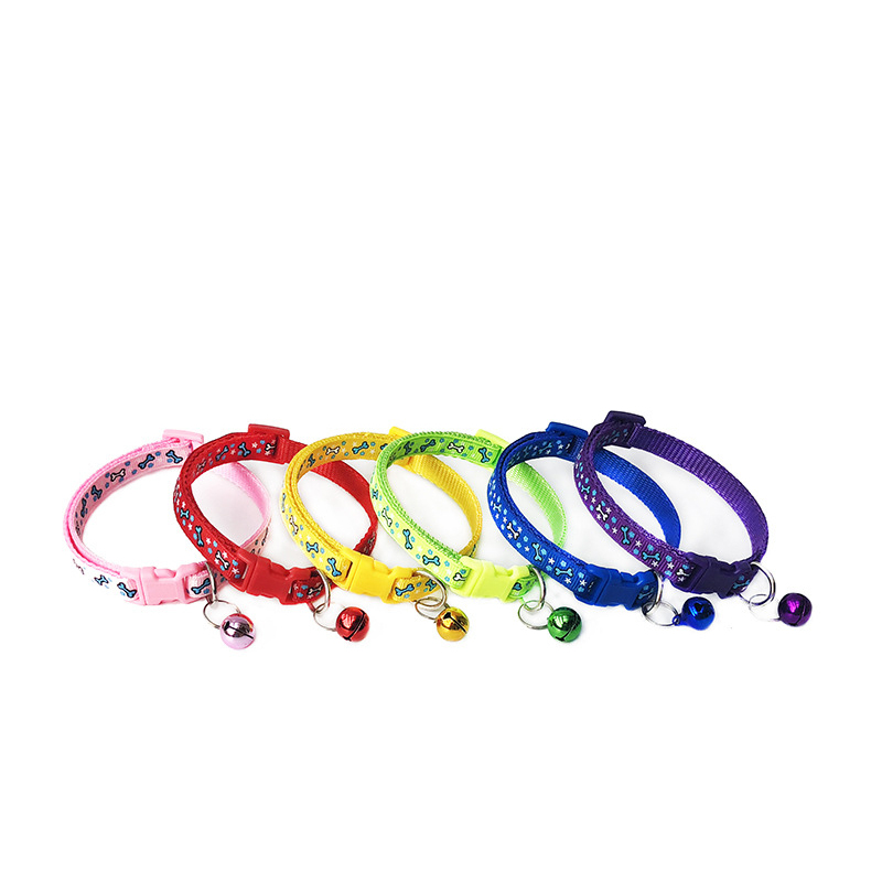 Manufacturer wholesale multi-colors cat collar with bell bone pattern