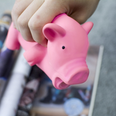 wholesale manufacturer free samples chew pink color pig squeaky latex dog toys