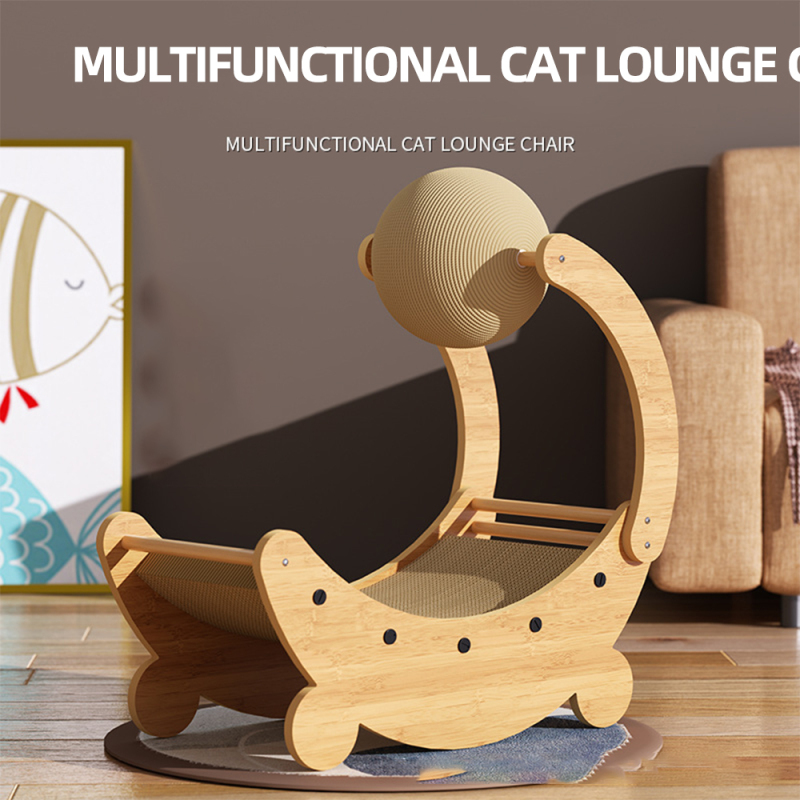 Wholesale Moon Design Wooden Sisal Ball Corrugated Paper Scratcher Cat Chair
