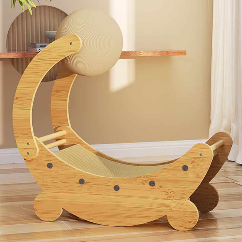 Wholesale Moon Design Wooden Sisal Ball Corrugated Paper Scratcher Cat Chair