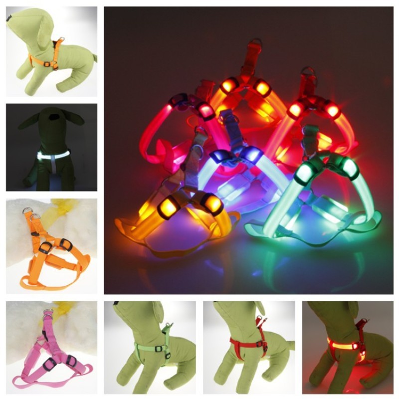 Manufacturer wholesale outdoor nylon adjustable custom rechargeable led dog harness