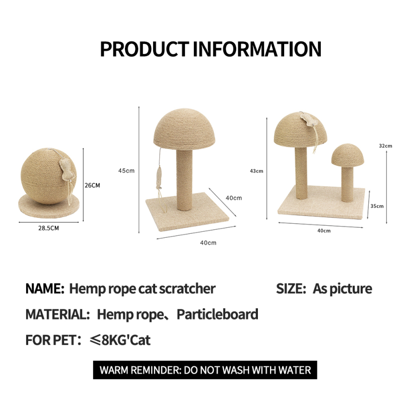 Manufacturer Wholesale Mushroom Design Sisal Ball Cat Scratcher