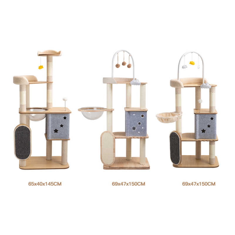 Manufacturer Wholesale Wood Cat Tree with Scratcher Mat