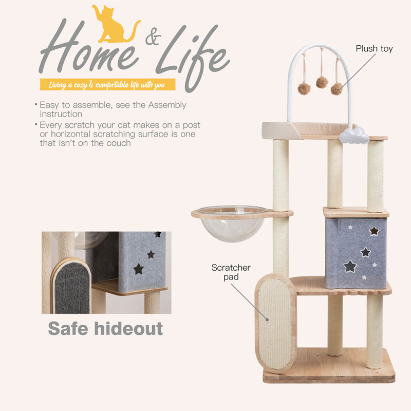 Manufacturer Wholesale Wood Cat Tree with Scratcher Mat