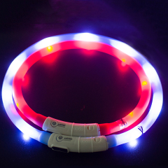 wholesale manufacturer led light rechargeable waterproof pp reflective custom small pet dog collar