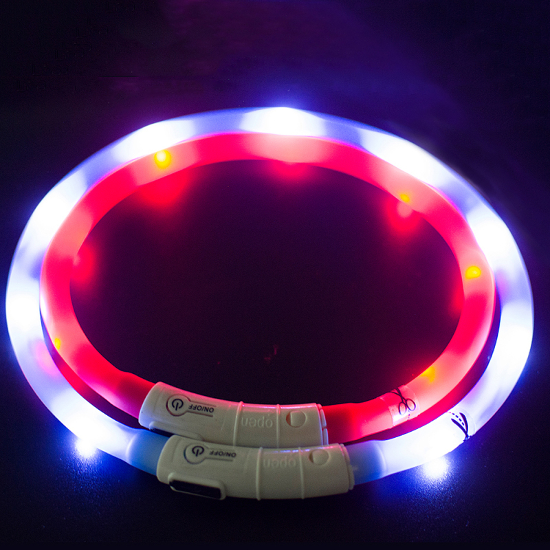 wholesale manufacturer led light rechargeable waterproof pp reflective custom small pet dog collar