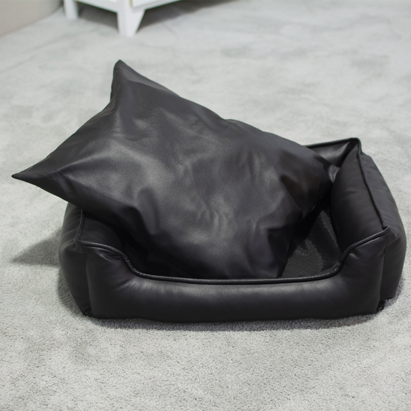 Wholesale manufacturer luxury black soft pet dog bed PU leather