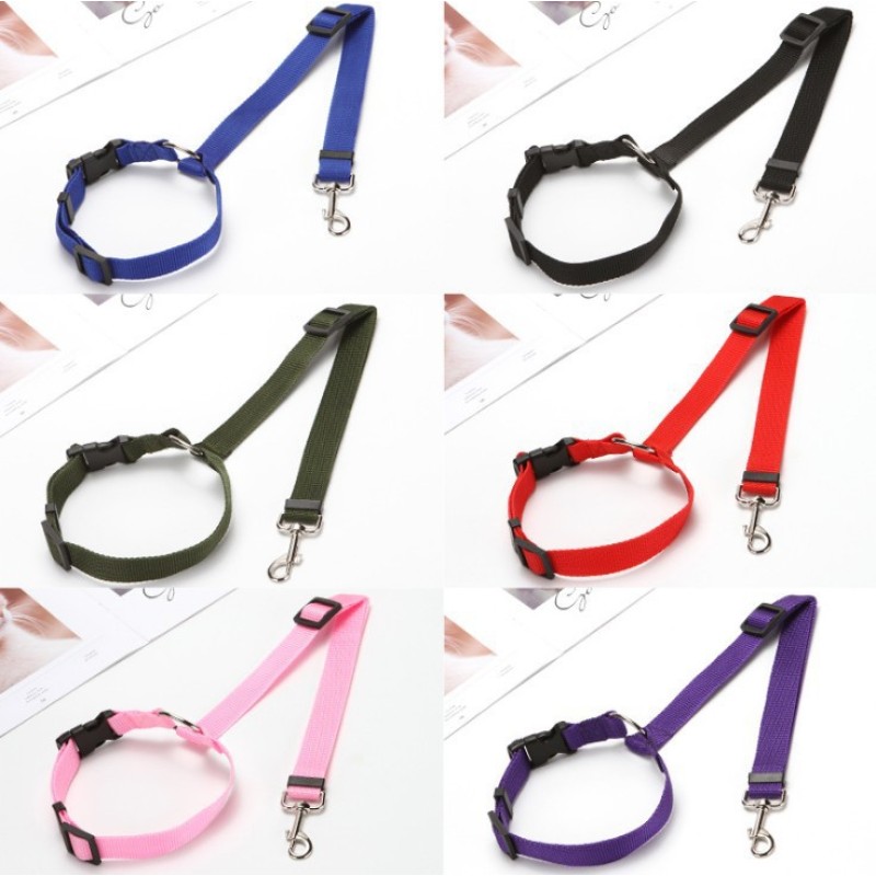 Manufacturer wholesale adjustable multi-colors nylon pet dog seat belt with collar
