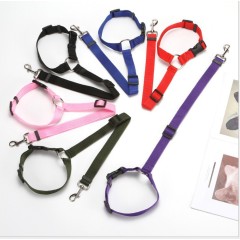 Manufacturer wholesale adjustable multi-colors nylon pet dog seat belt with collar