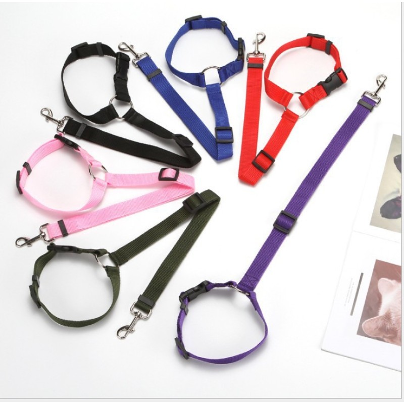 Manufacturer wholesale adjustable multi-colors nylon pet dog seat belt with collar