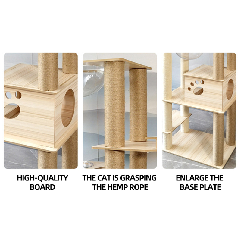 Manufacturer Wholesale Pet Product Supplier Wooden Sisal Large Cat Trees Scratcher