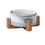 Manufacturer wholesale pink grey marble pattern dog ceramic bowl with wooden frame