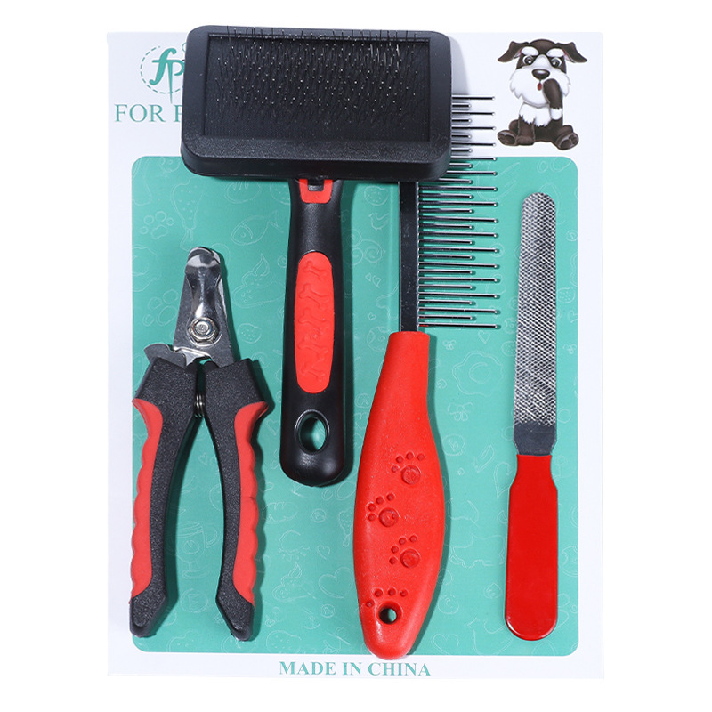 wholesale manufacturer red dog comb brush nail clippers set
