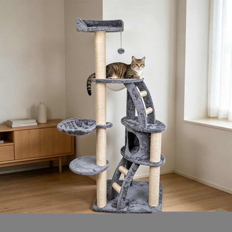 Manufacturer Wholesale High Quality Sisal Wood Stairs Tower Cat Tree Luxury