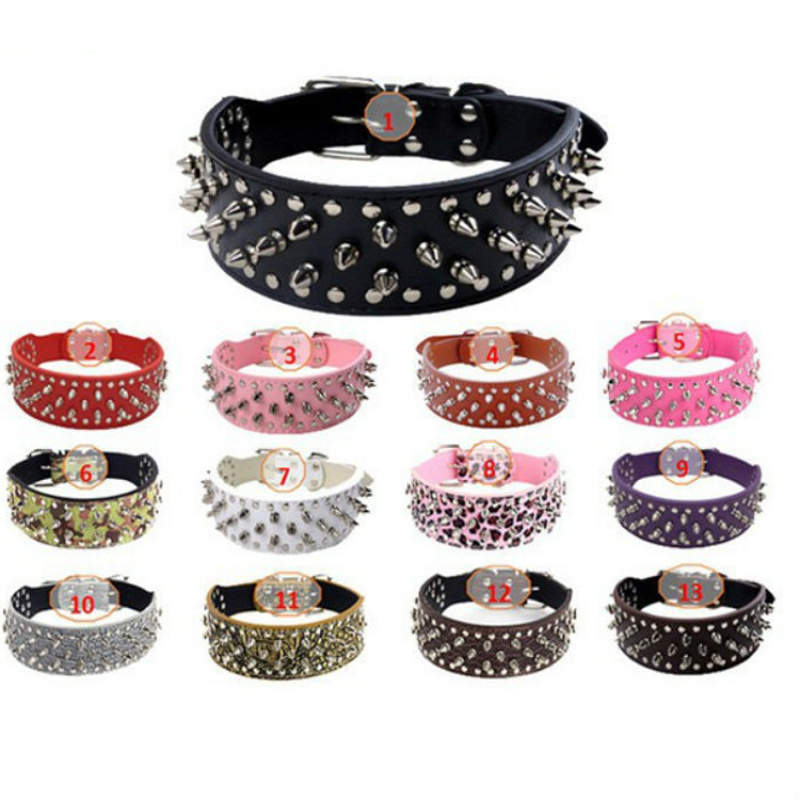 wholesale manufacturer leather custom pet dog spike collar